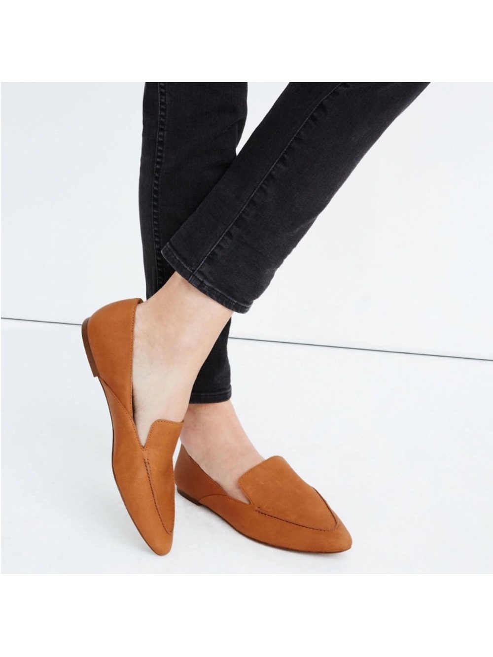 Madewell Frances pointed Toe Leather Loafers